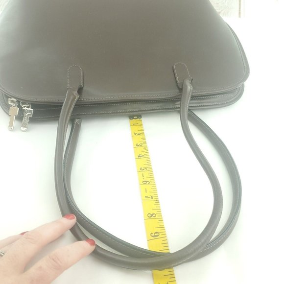 Vintage Jack Georges Womens Dark Brown Leather Double Handle Zip Around Tote Bag - Picture 7 of 14